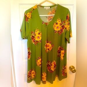 Beyond This Plane Olive Floral Tunic